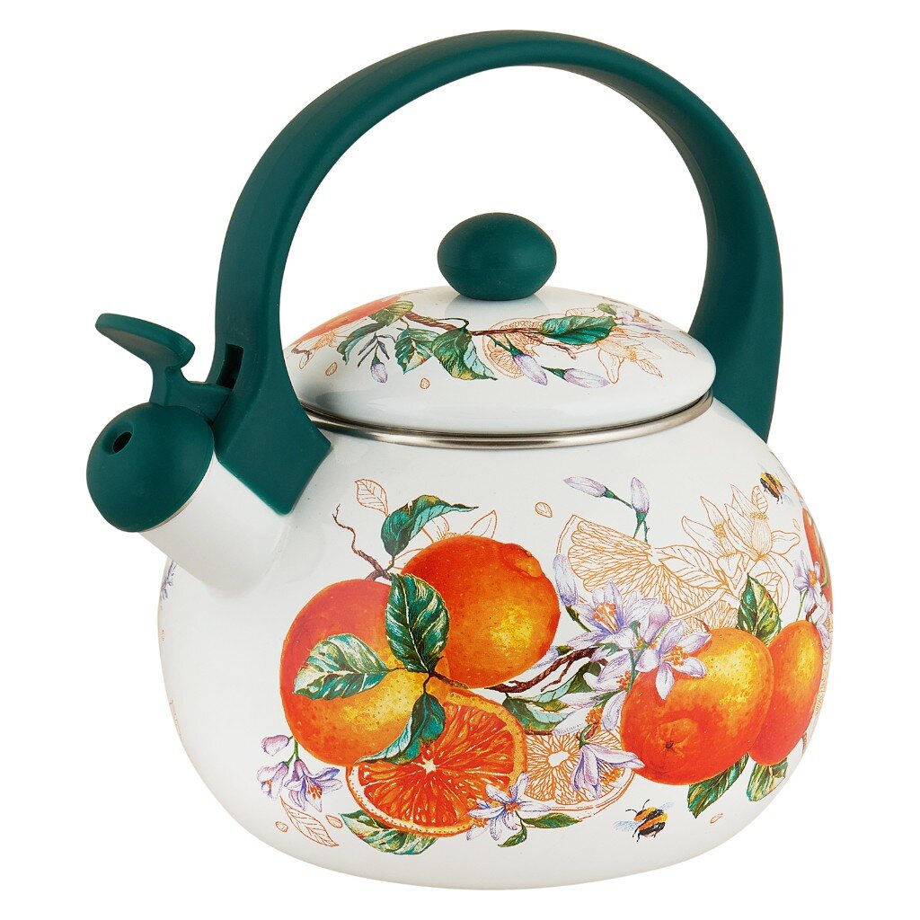 Чайник сталь, эмалированное покрытие, 2 л, со свистком, Appetite, Orange fruit, индукция, FT7-OR чайник для плиты duetto n4180110