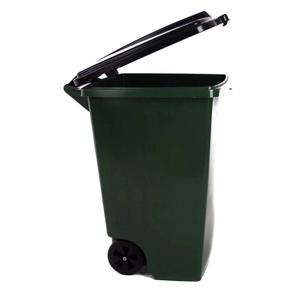 Контейнер для мусора пластик, 120 л, с крышкой, с колесами, 50.6х56х72 см, зеленый, Элластик-Пласт