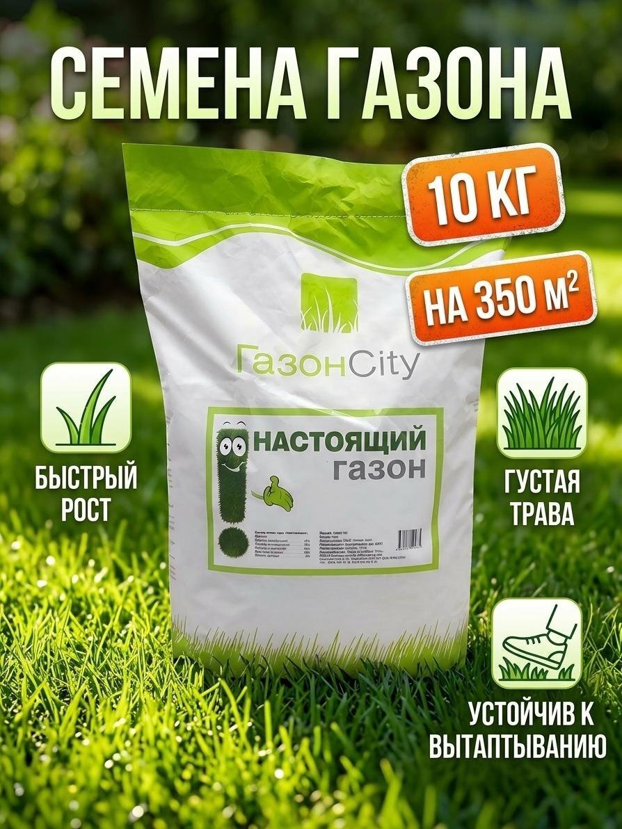 Семена Газон, Настоящий Универсальный, 10 кг, мешок, ГазонCity