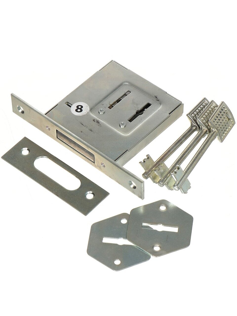 Замок врезной Птимаш, ЗВ 8-4.1, 12 023, без ручки, сувальдный, 3 ключа