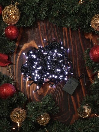 Гирлянда 160 ламп, 10 м, 8 режимов, холодный белый свет, зеленая, в помещении, сетевая, LED, SY16-144