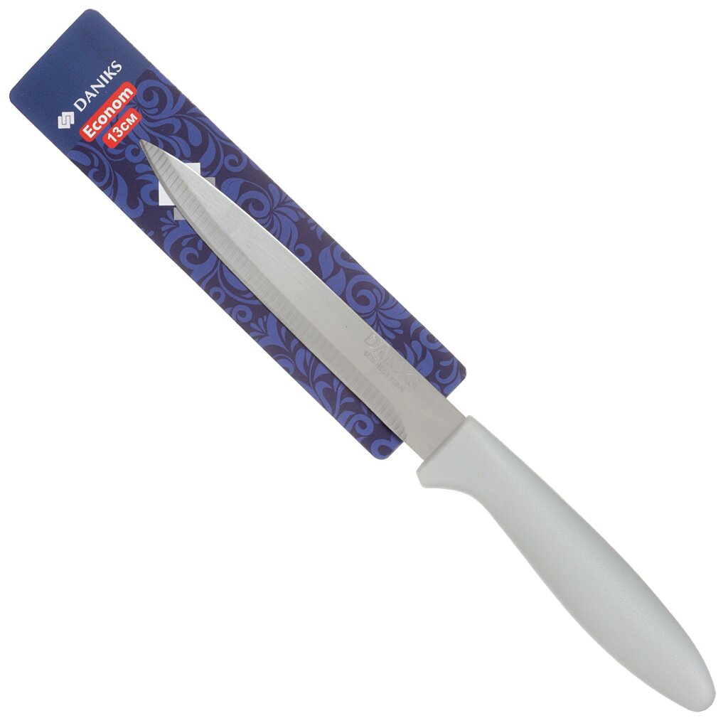 Нож кухонный Daniks, Эконом, универсальный, нержавеющая сталь, 13 см, рукоятка пластик, YWA054-UT/YW-A054-TY нож кухонный samura mo v универсальный 125мм