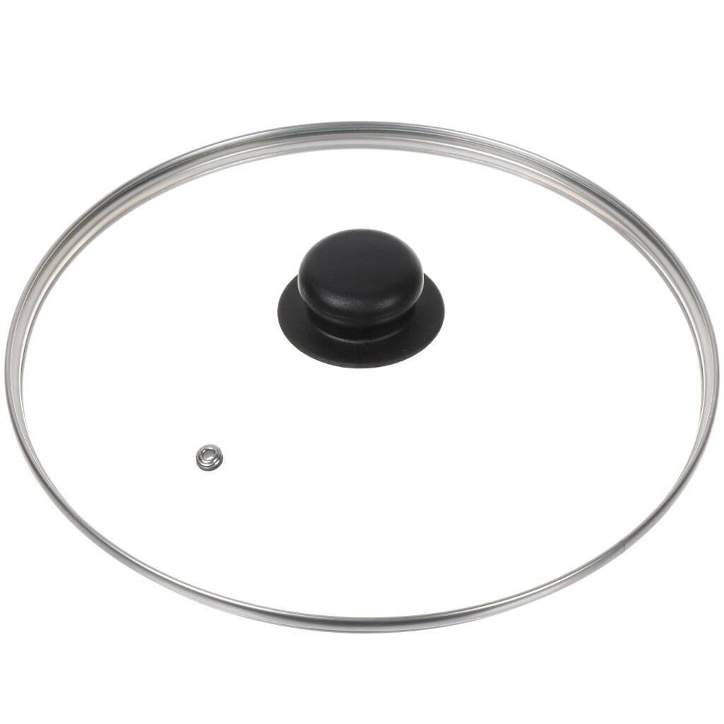 Крышка для посуды стекло, 26 см, Daniks, металлический обод, кнопка бакелит, черная, Д4126Ч крышка для посуды стекло 24 см daniks металлический обод кнопка бакелит черная д4124ч