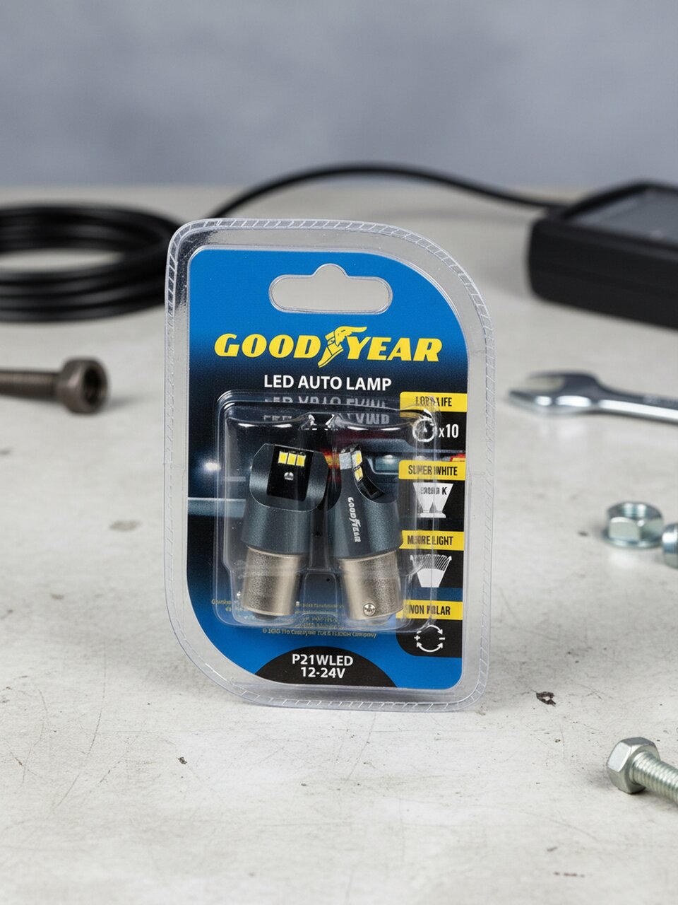 Лампа автомобильная Goodyear, P21, WLED, GY012025, 12-24V, 2 шт, светодиодная