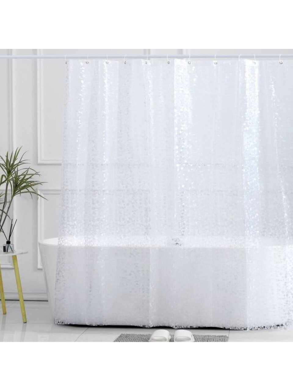 Штора для ванн 180х180 см, ПВХ, Zenfort, Идиллия 3D, прозрачная, 104211