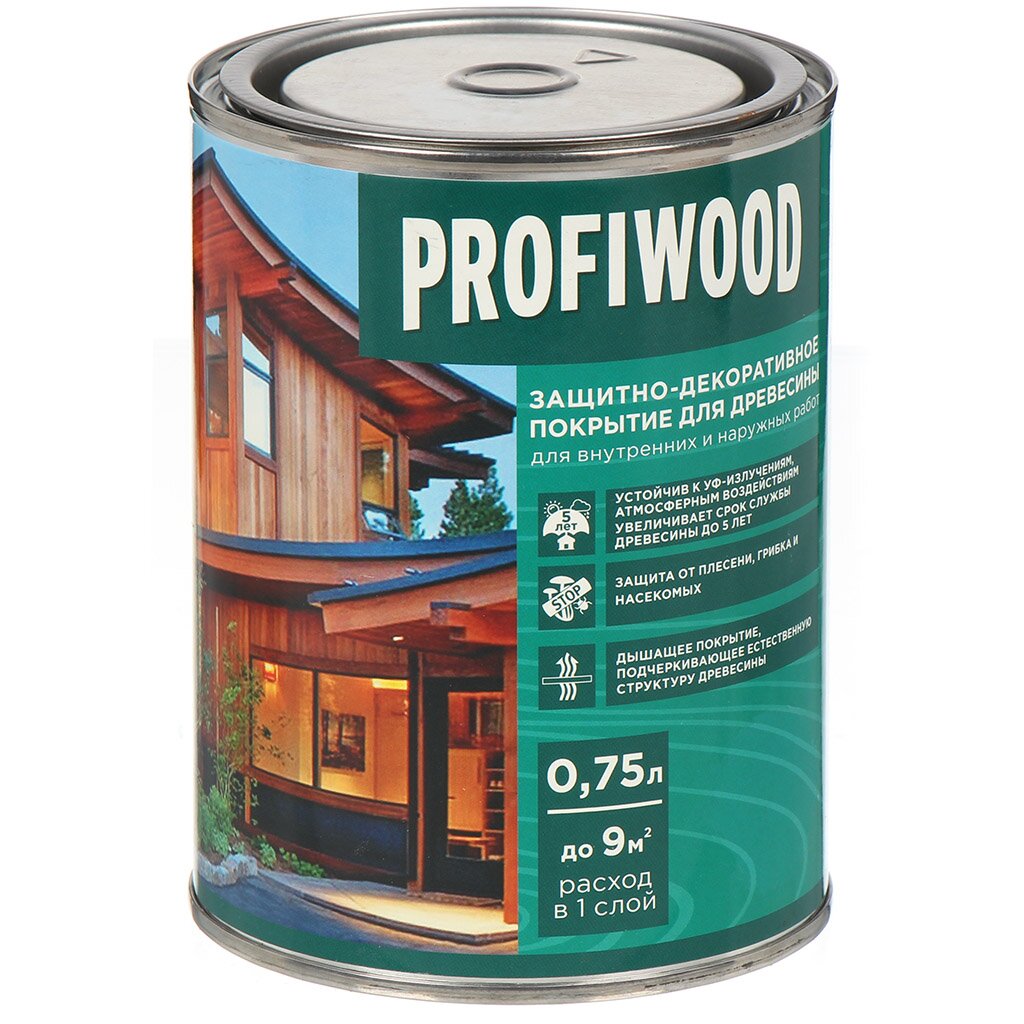 Пропитка Profiwood, для дерева, защитно-декоративная, махагон, 0.7 кг раствор деревозащитный profiwood фбс 255 10 кг