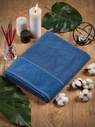 Полотенце банное 70х140 см, 100% хлопок, 470 г/м2, Амур, Silvano, темно-синее, Узбекистан