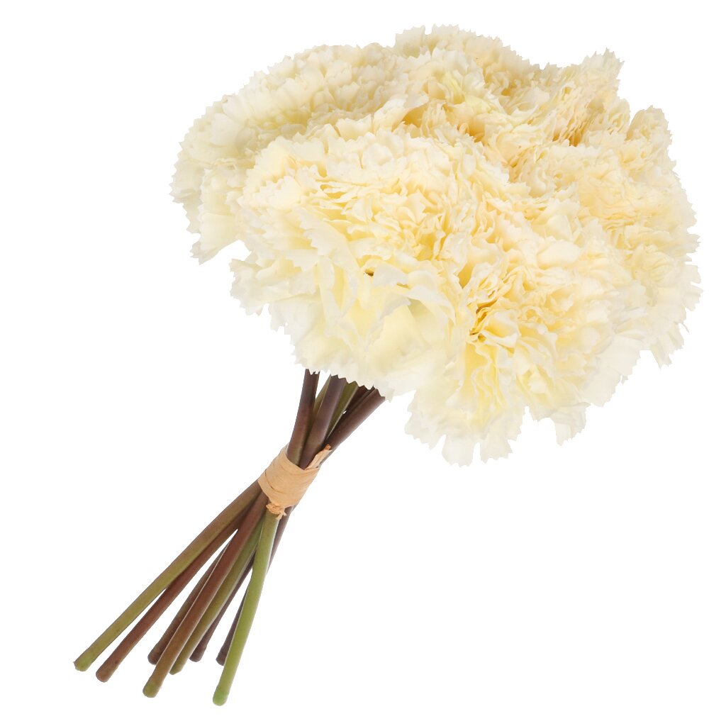 Цветок искусственный декоративный Гвоздика букет, 31 см, белый, Y6-10408 цветок искусственный декоративный роза букет 50 см белый y4 7908
