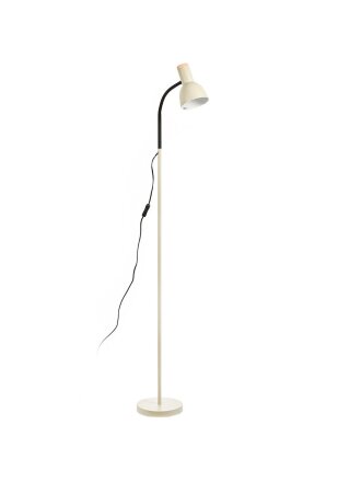 Светильник напольный E27, 40 Вт, бежевый, молочный, Camelion, KD-435F C01, 15576, металл + деревянный декор