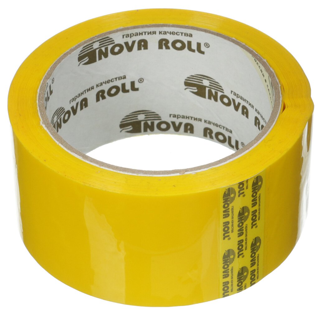 Скотч 48 мм, желтый, основа полипропиленовая, 66 м, Nova Roll, 43 мкм
