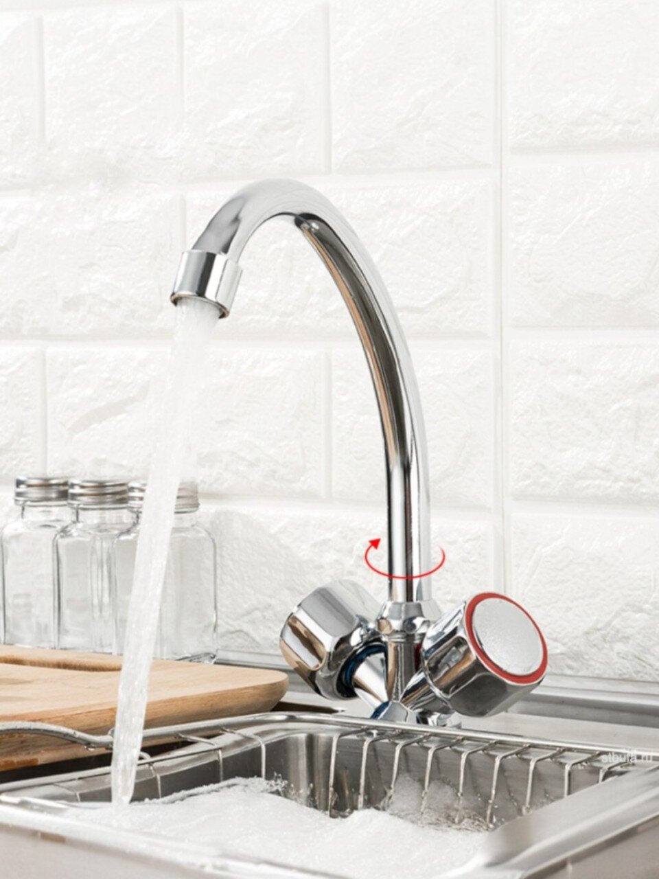 Смеситель для кухни, Frud, с кран-буксой, хром, R40109