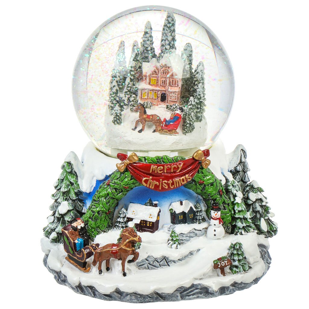 Фигурка декоративная Снежный шар, 15 см, свет, музыка, 3АА, ME2021-MH0105 газетная музыка