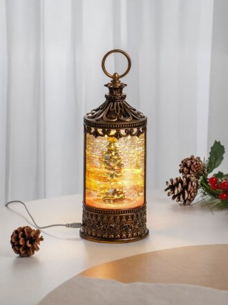 Фигурка декоративная полимер, Фонарик, 10х10х25 см, движение, музыка, свет, работа от USB или 3АА, Y4-9469