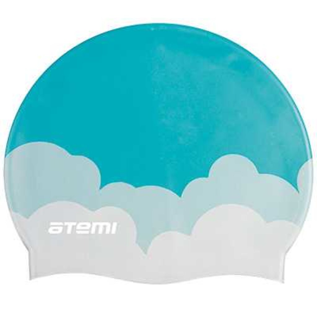 Шапочка для плавания Atemi, силикон, голубая (облака), PSC413, 00-00001467