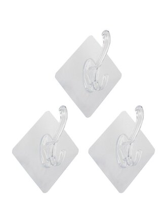 Набор крючков самоклеющийся, 3 крючка, 3 шт, 7х7 см, ПВХ, акрил, 104941