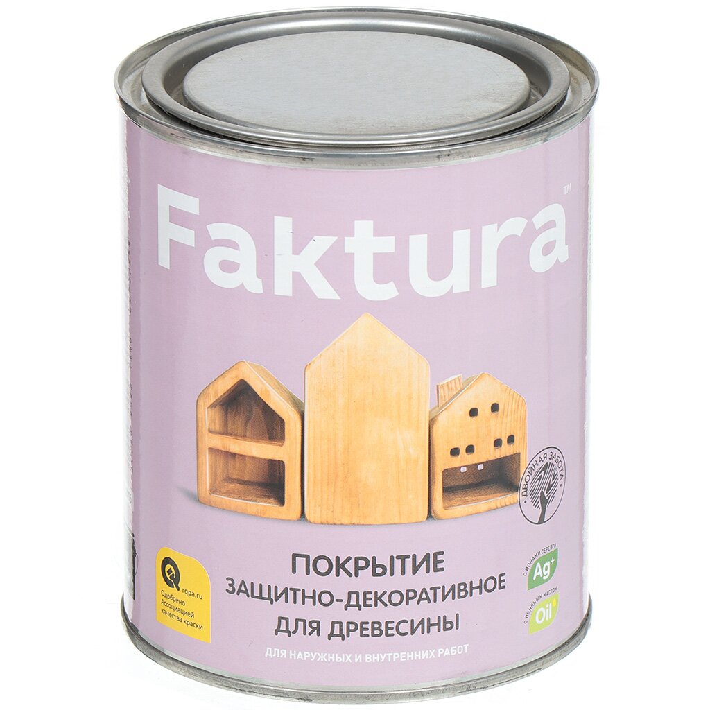 Покрытие Faktura, для дерева, для внутренних и наружных работ, защитно-декоративное, сосна, 0.7 л покрытие faktura для дерева защитно декоративное беленый дуб 0 7 л