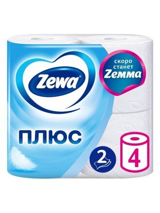 Туалетная бумага Zewa, 2 слоя, 4 шт, 23 м, с втулкой, белая