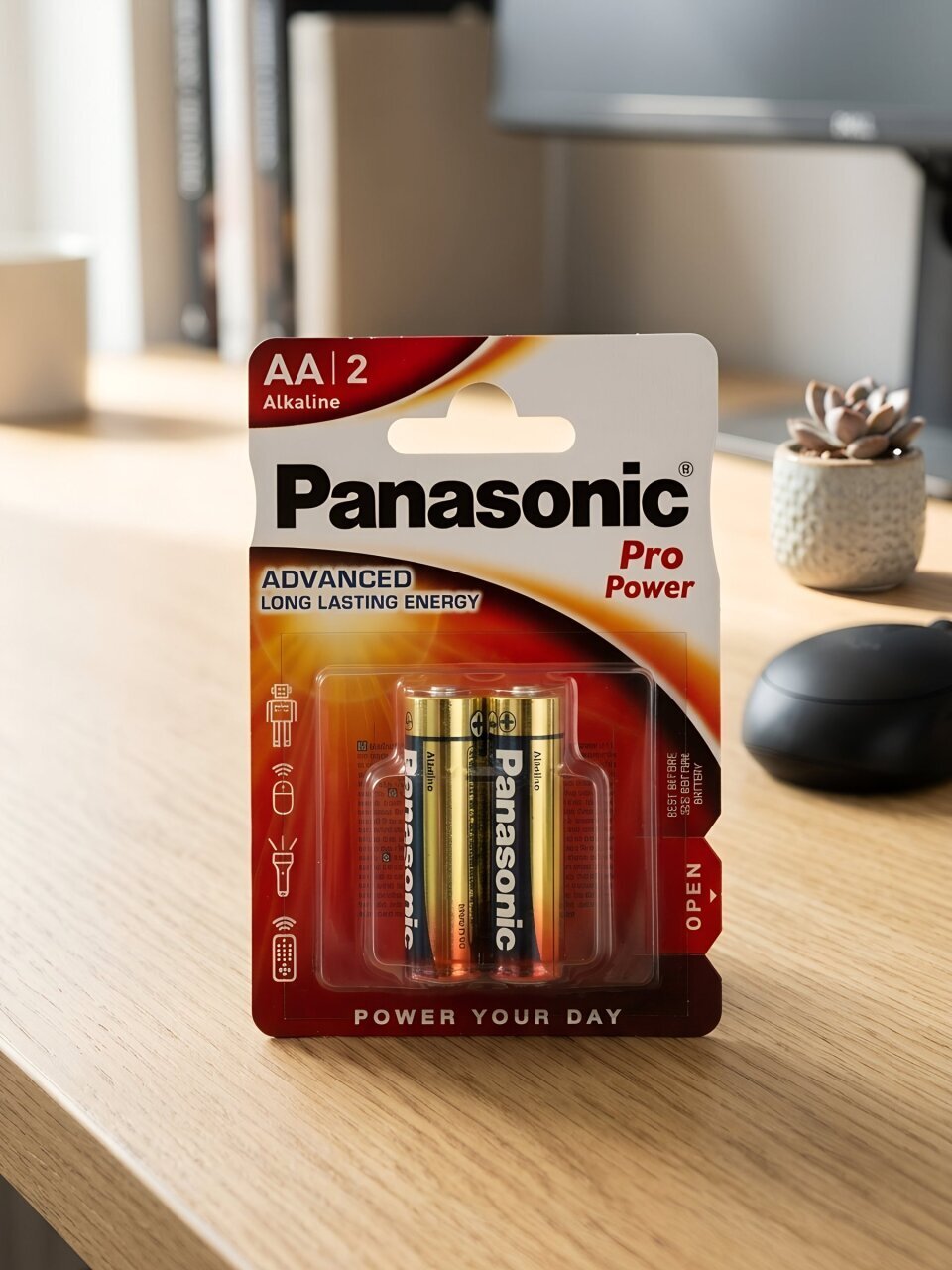 Батарейка Panasonic, АА (LR6, 15A), Pro Power, щелочная, 1.5 В, блистер, 2 шт, 7448