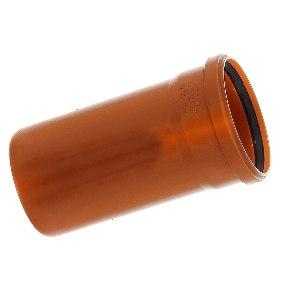 Труба канализационная наружная, диаметр 110х1000х3.4 мм, полипропилен, РосТурПласт, рыжая