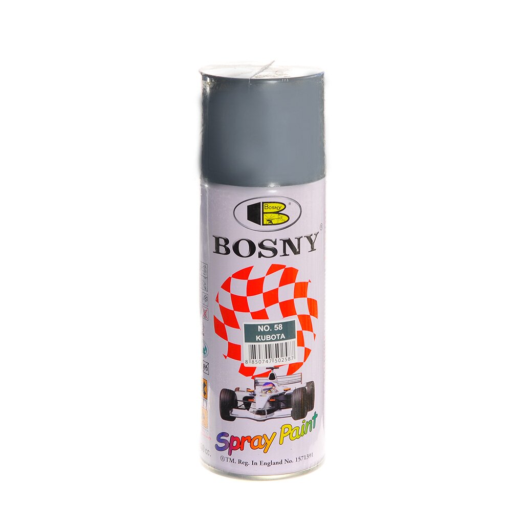 Краска аэрозольная, Bosny, №58, акрилово-эпоксидная, универсальная, глянцевая, серая, 0.4 кг акриловая аэрозольная краска bosny