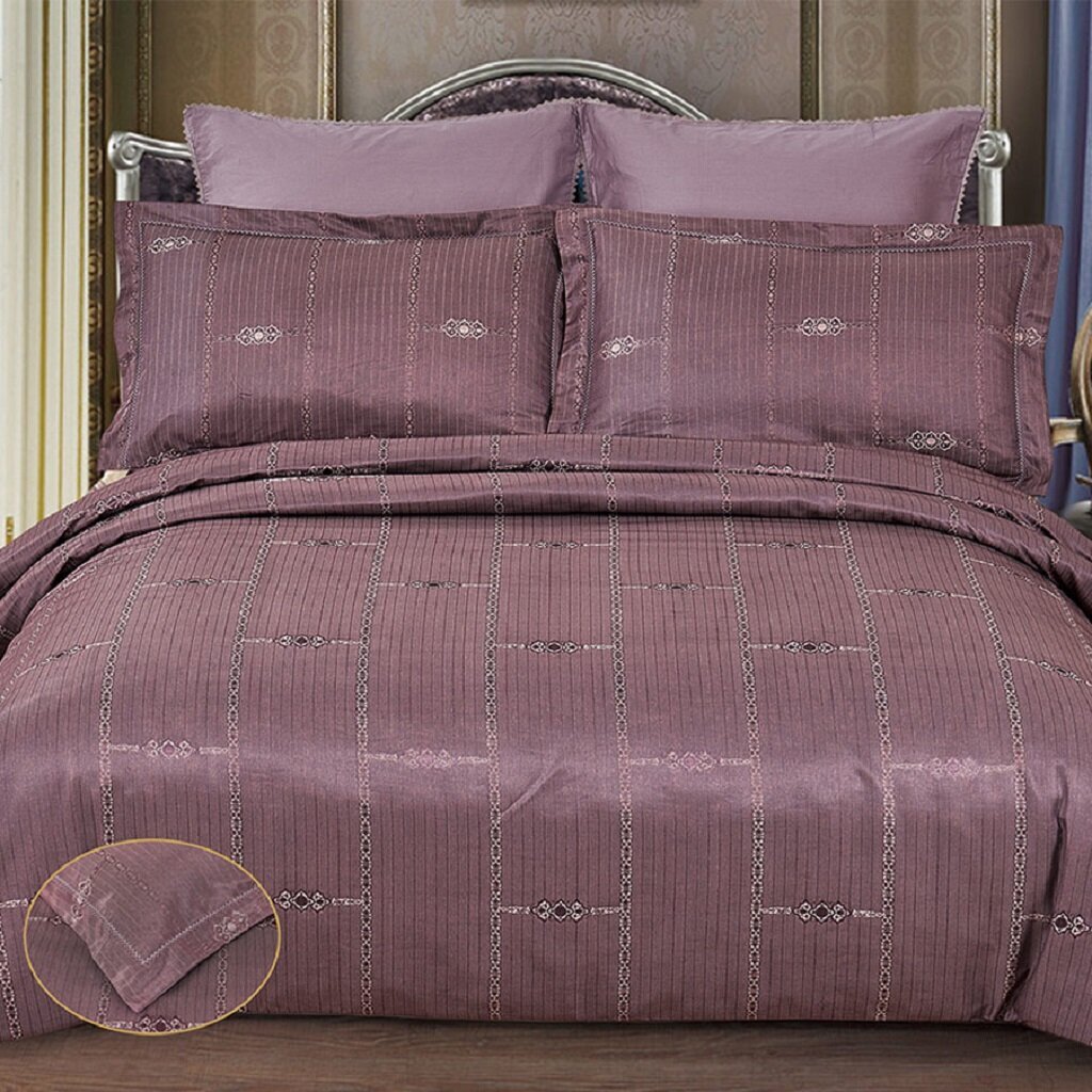 Постельное белье евро, простыня 230х250 см, 2 наволочки 70х70 см, 2 наволочки 50х70 см, пододеяльник 200х220 см, Cleo, жаккард, коллекция Royal Jacquard, 31/014-RG