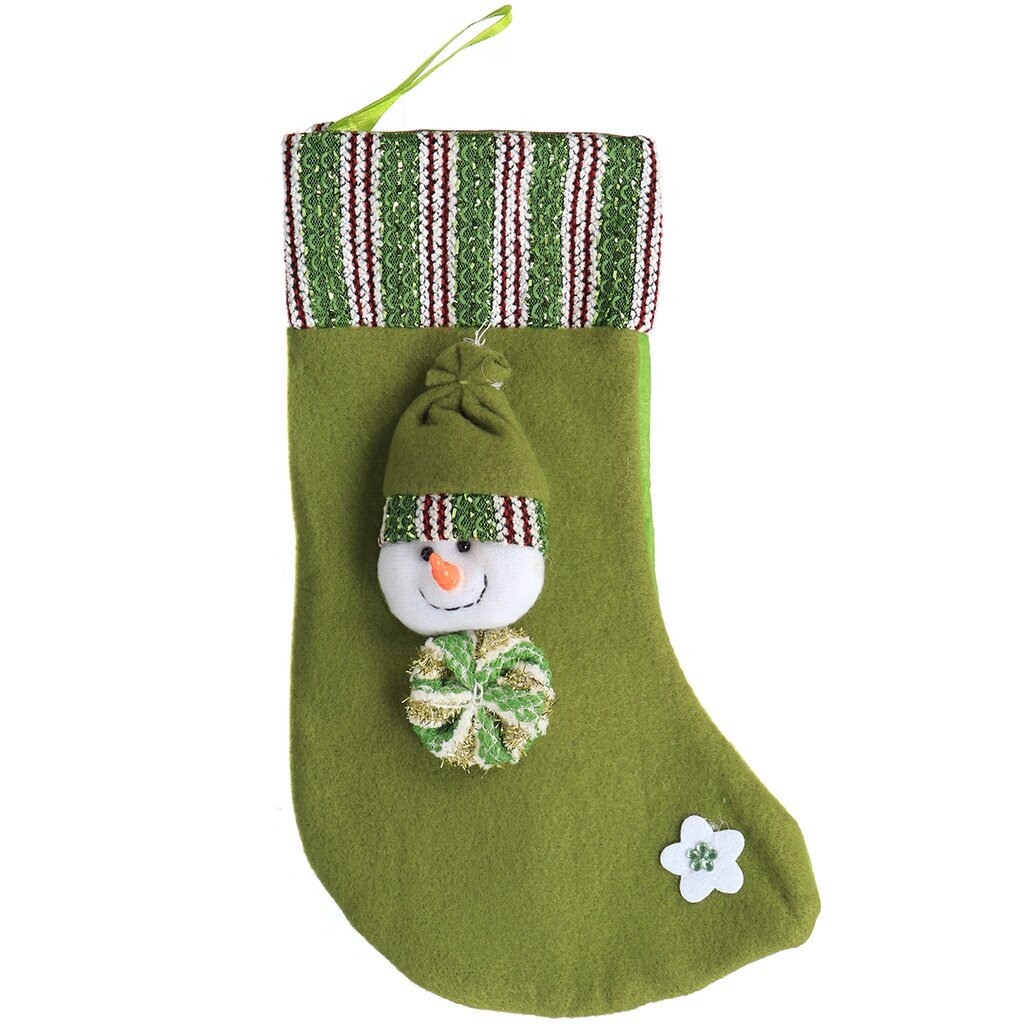 Носок новогодний Зеленый Снеговик 42518, 27х12 см