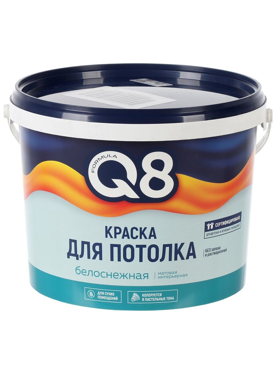 Краска водно-дисперсионная, Formula Q8, акриловая, для потолков, матовая, белоснежная, 4.5 кг