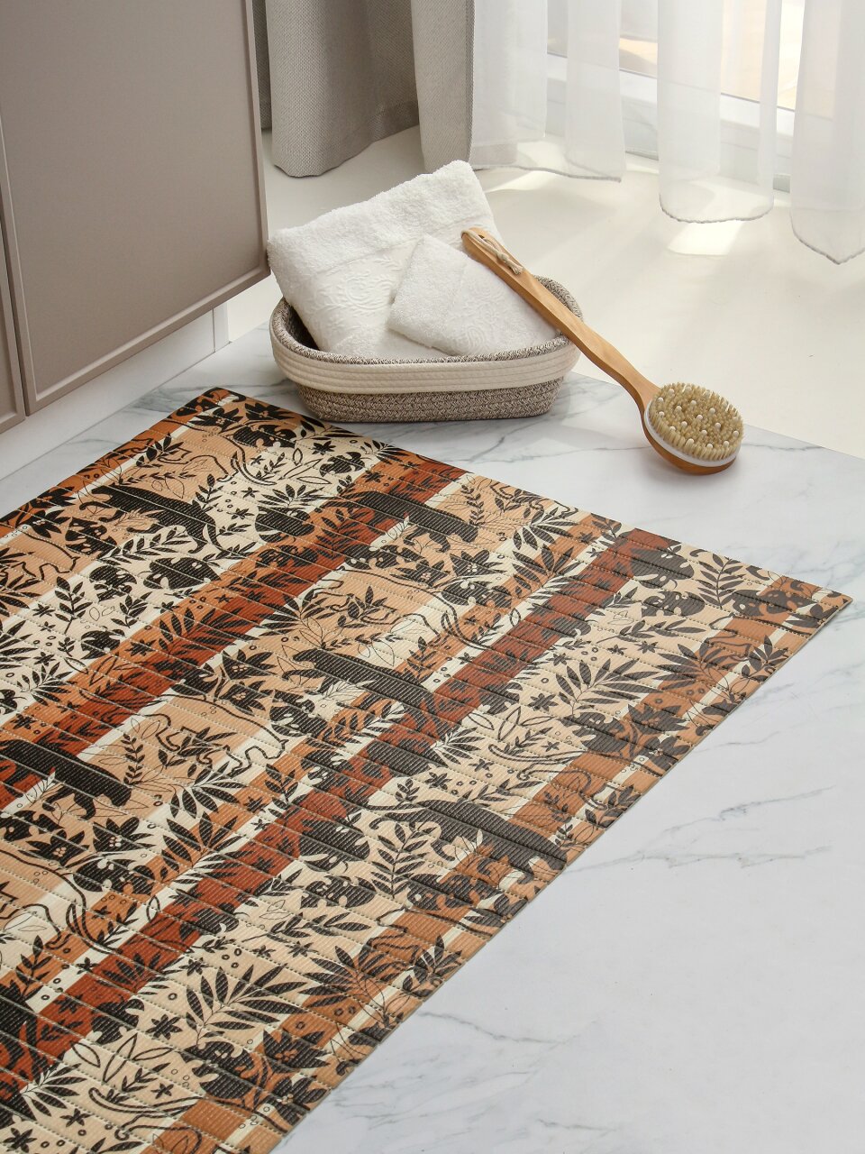 Коврик для ванной, антискользящий, 0.8х15 м, вспененный ПВХ, Вилина, Виктория, 302BR