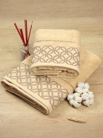 Полотенце банное 70х140 см, 100% хлопок, 550 г/м2, Фелиция, Barkas, латте, Узбекистан