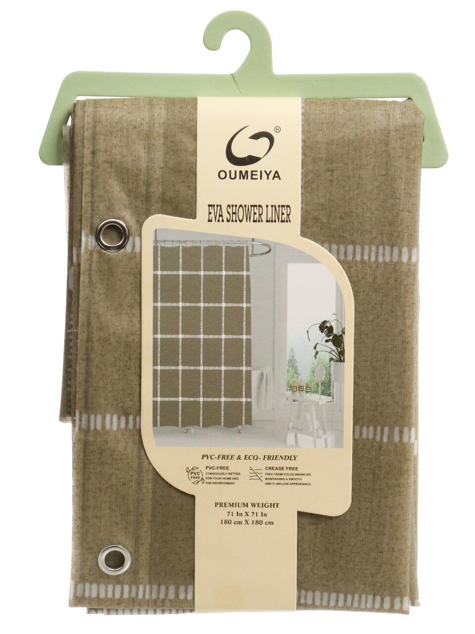 Штора для ванн 180х180 см, PEVA, Зеленая геометрия, Y4-11163
