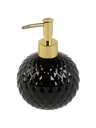 Дозатор для жидкого мыла, фарфор, 420 мл, черный, 60702