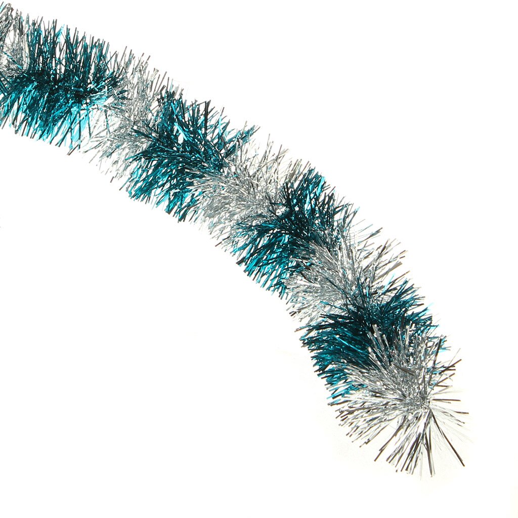 Мишура Снегурка Голубая с серебром YB-240, 1.8х0.05 м