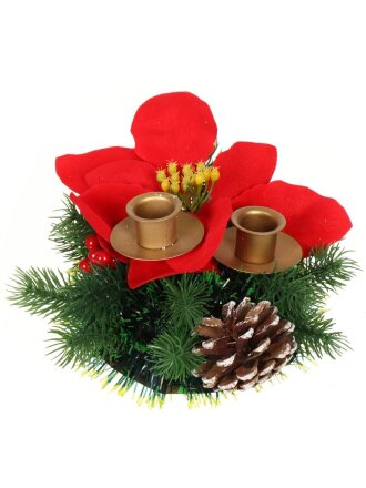 Подсвечник декоративный 2 свечи, 15 см, красный, SYWA-0321139