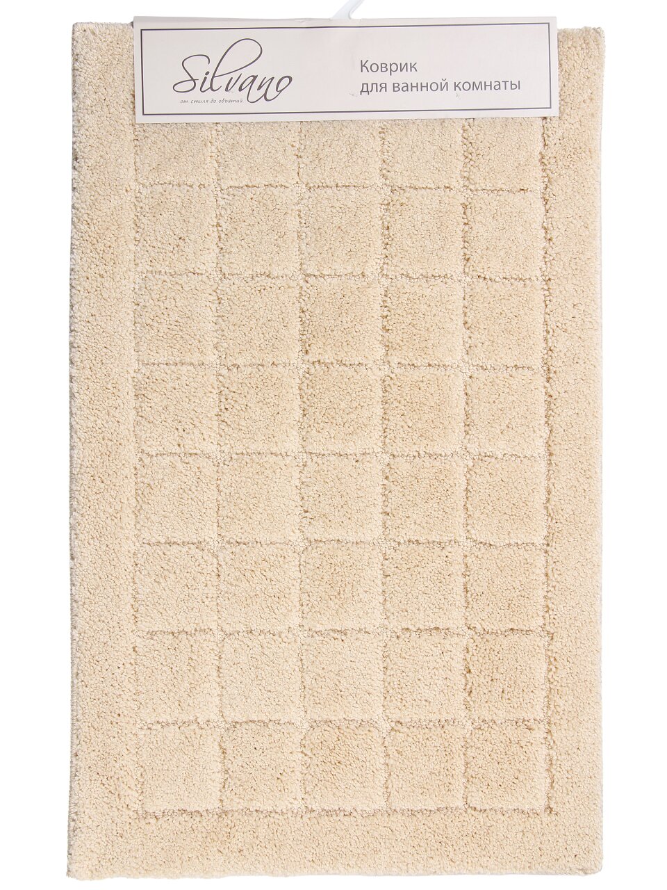 Коврик для ванной, 0.5х0.8 м, полиэстер, молочный, Silvano, Клетка, Y4-11464