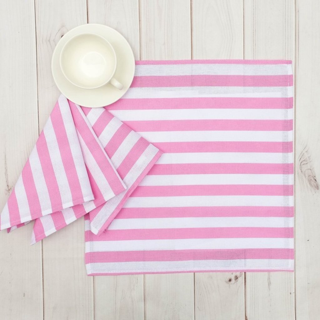 Набор салфеток «Этель» Розовая полоска 40х40 см - 4 шт, 2633050
