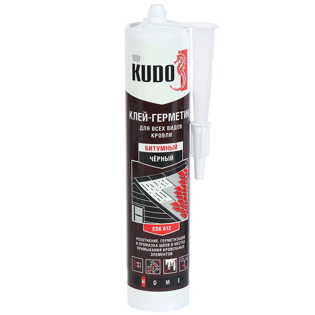 Клей-герметик KUDO, битумный, черный, однокомпонентный, 280 мл, KSK-612, Home клей для рубероида технониколь