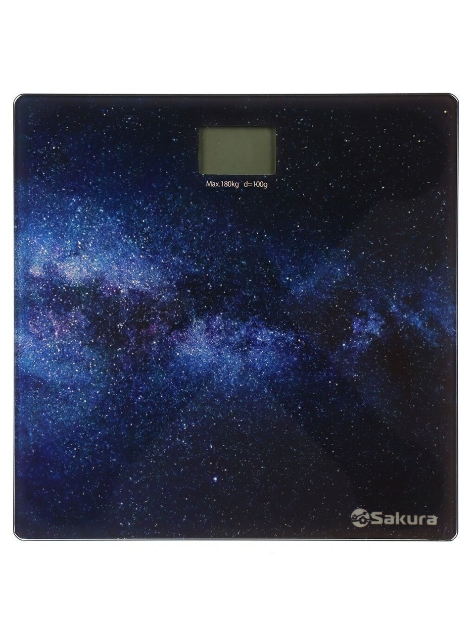 Весы напольные электронные, Sakura, Космос, SA-5071UN, стекло, до 180 кг, 26х26х1.8 см
