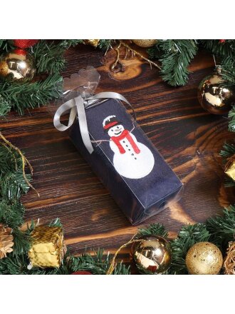 Полотенце кухонное махровое, 40х60 см, 100% хлопок, Silvano, Вышивка Снеговик, темно-синее, Китай, D19-7