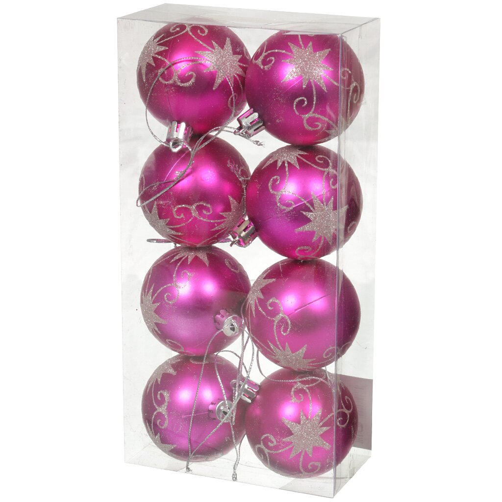 Елочный шар 8 шт, розовый, 6 см, SY16-52