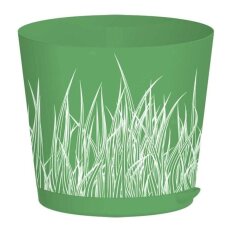 Горшок для цветов пластик, 1.8 л, 16х16х14.7 см, прикорневой полив, зеленая трава, InGreen, Easy Grow, ING47016ЗТ
