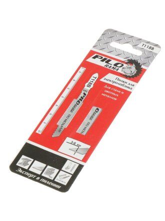 Пилка для лобзика по металлу, 75х50 мм, 2 шт, 21 зубьев на дюйм, h=3-6 мм, HSS, T118B, 541182