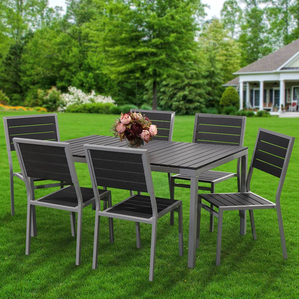 Мебель садовая Green Days, Эвелина, черная, стол, 150х90х72 см, 6 стульев, 120 кг, YTCT012 12 стульев иллюстр кукрыниксов