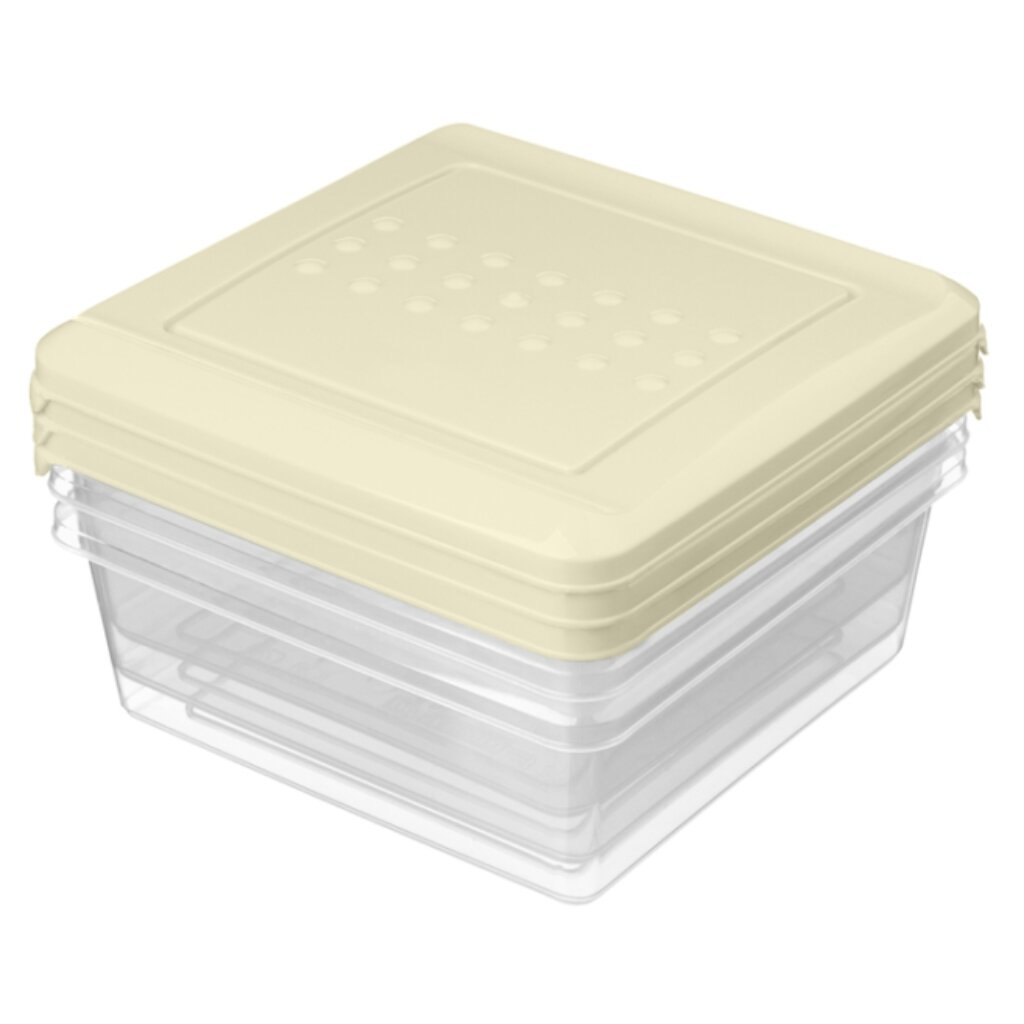Контейнер пищевой набор полипропилен, 0.5 л, 3 шт, светло-бежевый, квадратный, ASTI, 221101025/01 bradex набор вакуумных пакетов для хранения с насосом спэйс мастер 1