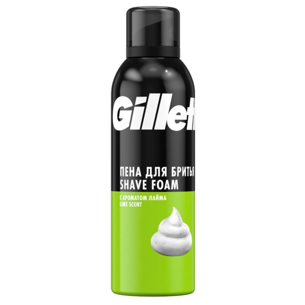 Пена для бритья, Gillette, Lemon Lime, 200 мл пена для бритья для мужчин hydro energy смягчающее средство для чувствительной кожи 200 мл
