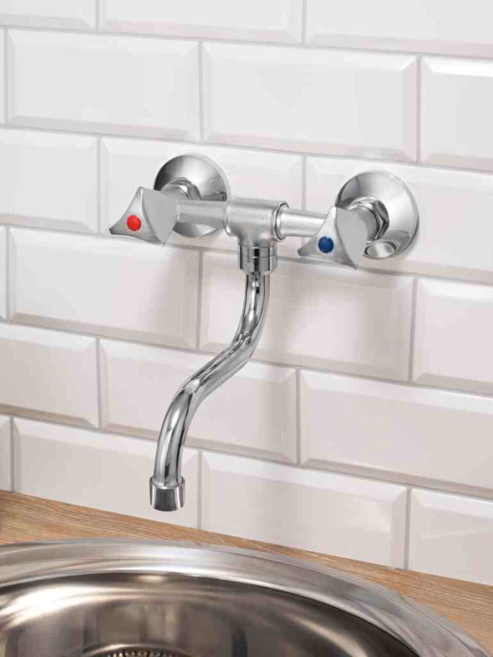 Смеситель для кухни, РМС, с кран-буксой, хром, SL119-361