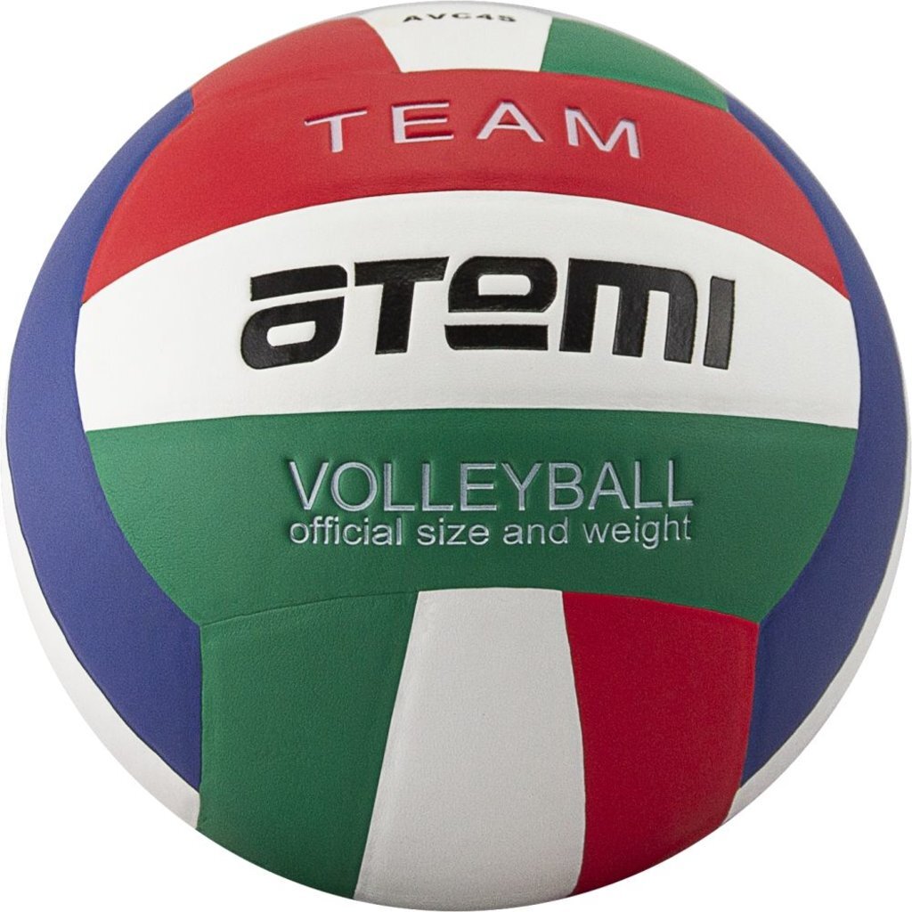 Мяч волейбольный Atemi TEAM, синт.кожа PU Soft, крас/бел/син/зел,18 п,клеен,окруж 65-67, 00000111536