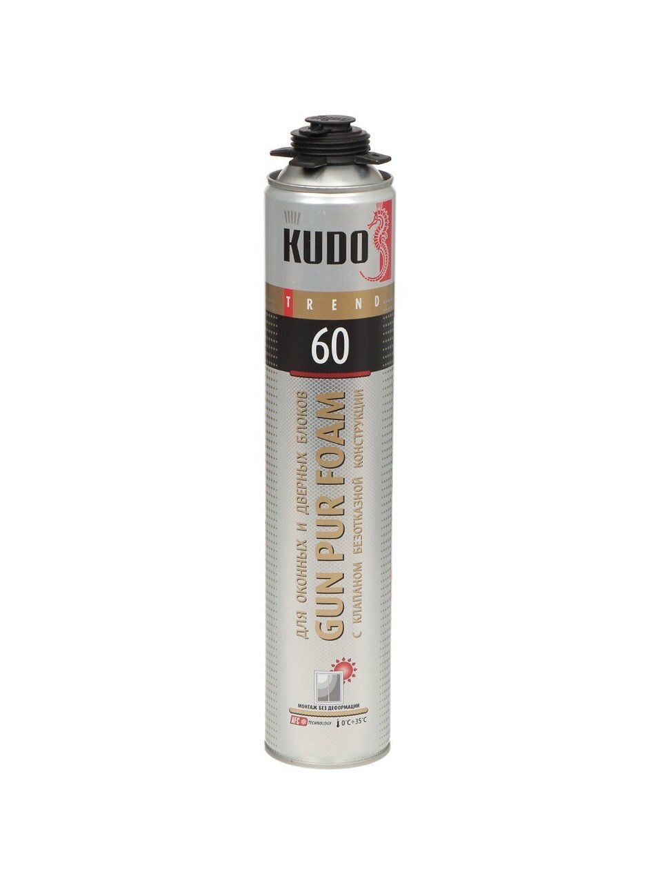 Пена монтажная KUDO, Trend 60 Window, профессиональная, 60 л, 1 л, летняя, KUPTW10S60