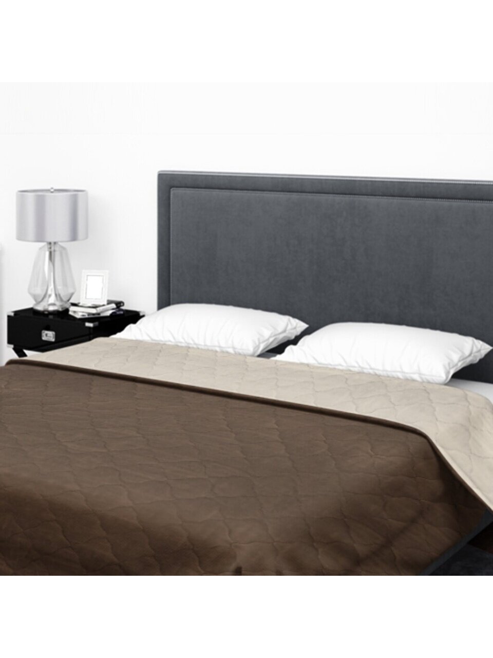 Покрывало 2-спальное, 180х210 см, 100% полиэстер, микрофибра, синтепон 80 г/м3, двухстороннее, Бояртекс, горький шоколад