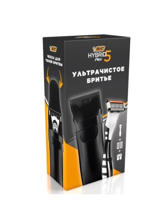 Набор подарочный для мужчин, Bic, Hybrid 5 Flex, станок для бритья+2 кассеты+чехол