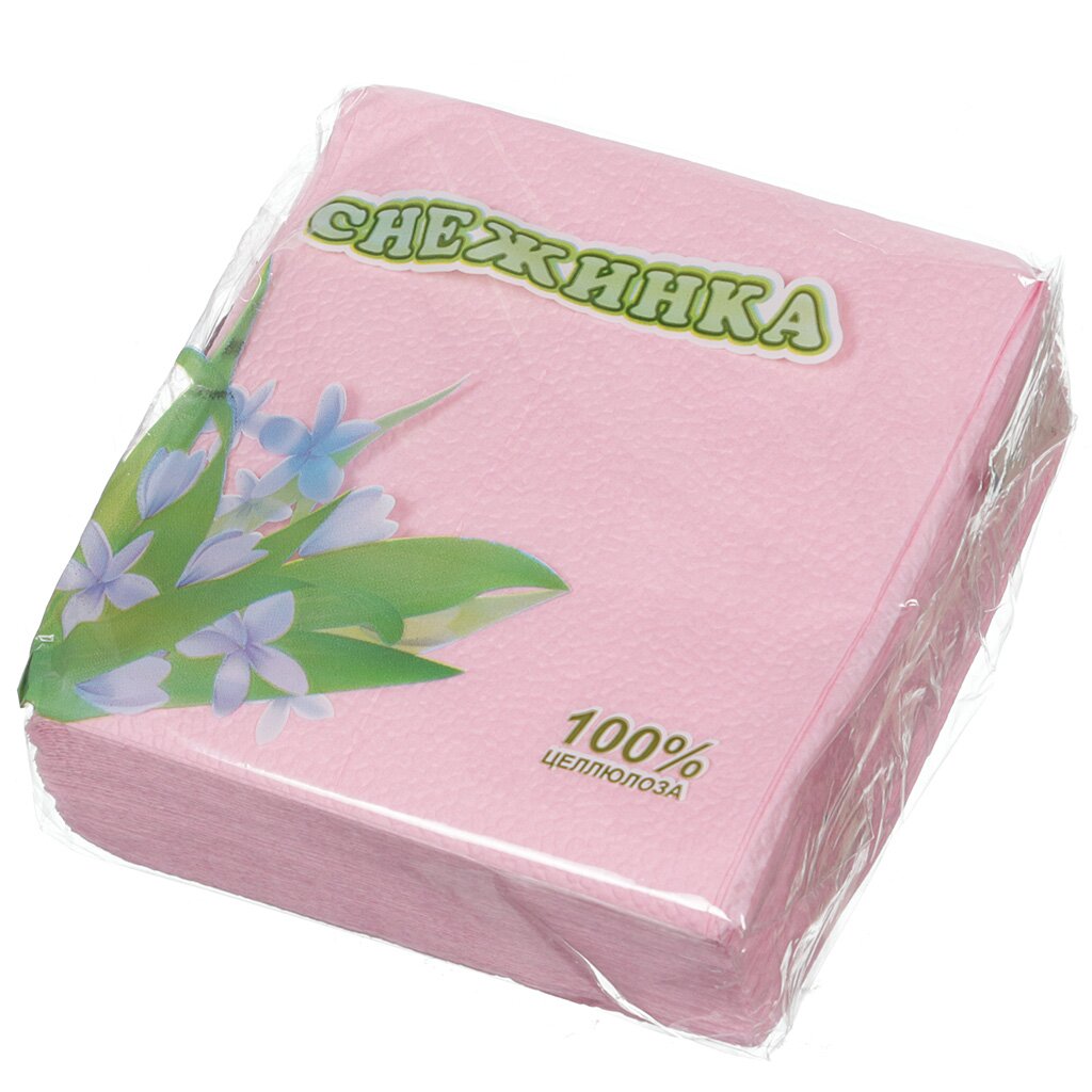 Салфетки бумажные Снежинка, 50 шт, 1 слой, 24х24 см, розовые, С-С-1-50-ЦЦ